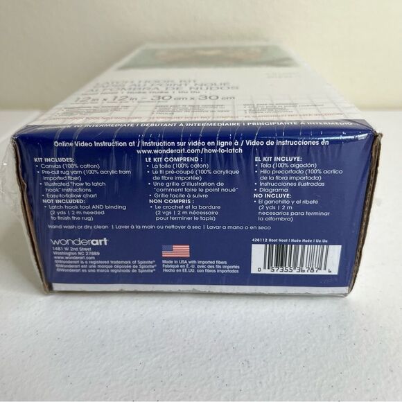 Wonderart Owl Latch Hook Kit New in Box Made in USA 12 In X 12 In Finished Size - Picture 5 of 6